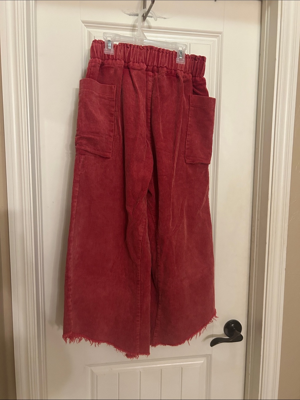 High-Waist Red Corduroy Wide-Leg Pants Anniewear - Picture 5 of 5